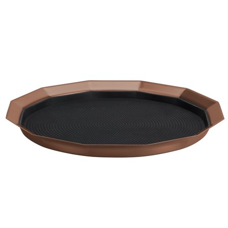 SERVICE IDEAS Paneled Tray with Removable Insert, 12 diameter, Stainless Steel, Rose Gold TRPN1412RIBSRG